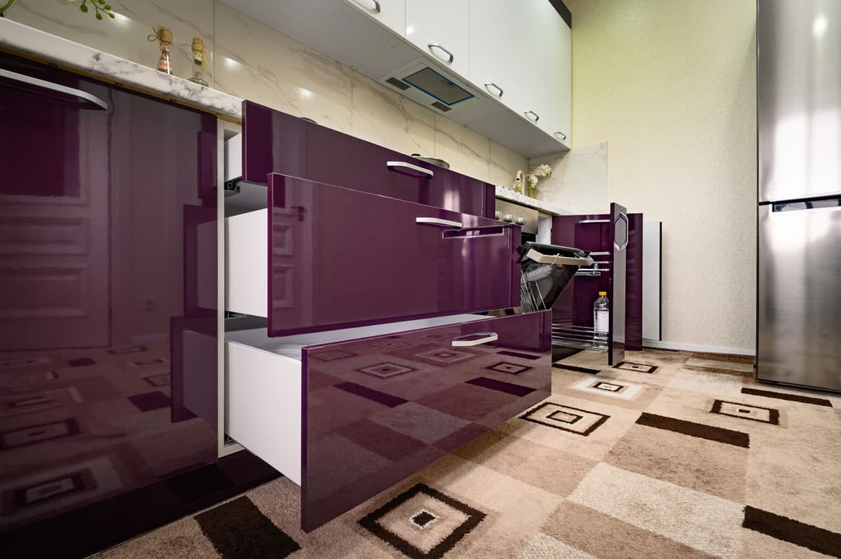 Modern glass kitchen cabinets